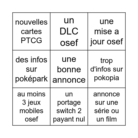 pkm présent 27/02/2026 Bingo Card