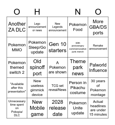 Pokemon Presents Feb 2026 Bingo Card Bingo Card