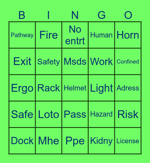 SAFETY BINGO Card