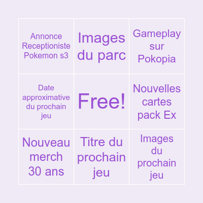 Pokémon présent Bingo Card