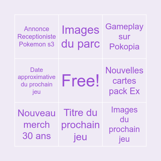 Pokémon présent Bingo Card
