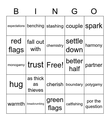 RELATIONSHIPS Bingo Card