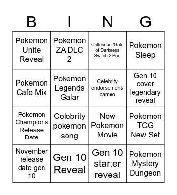Pokemon Day 2026 Bingo Card