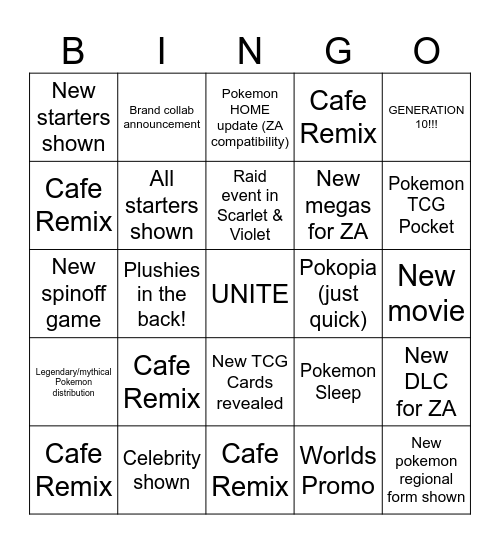Pokemon Day 2026 Bingo Card