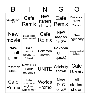 Pokemon Day 2026 Bingo Card