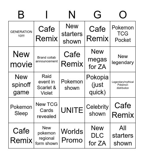 Pokemon Day 2026 Bingo Card