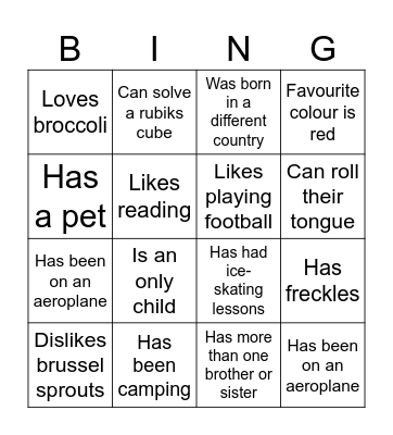 Kids Bingo Card