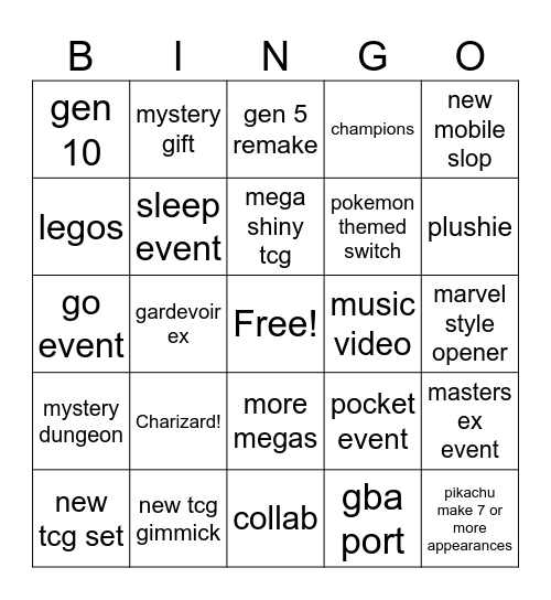 Pokemon Day 2026 Bingo Card