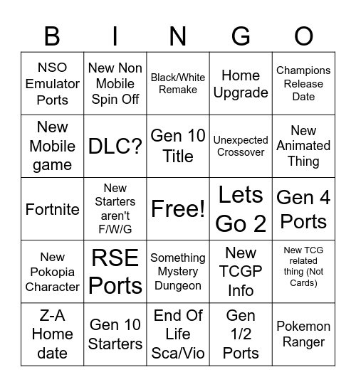 Untitled Bingo Card