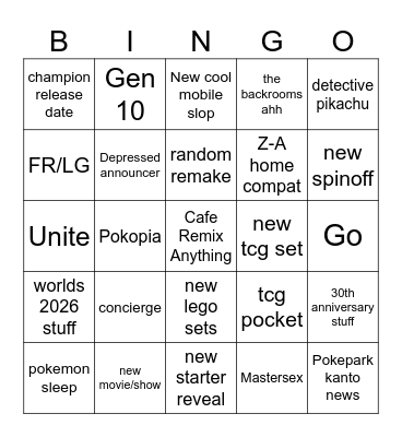 Pokemon Day 2025 Bingo Card