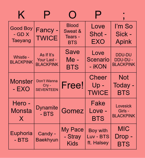 KPOP BINGO Card