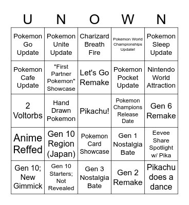 Pokemon Direct Bingo - 2/27/26 Bingo Card