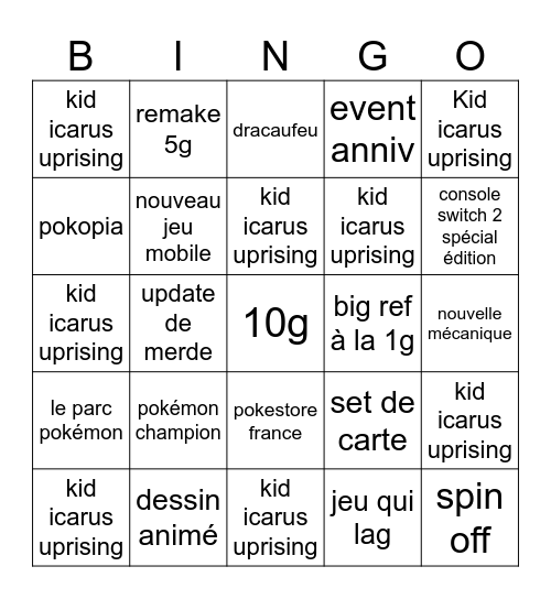 pokémon Bingo Card