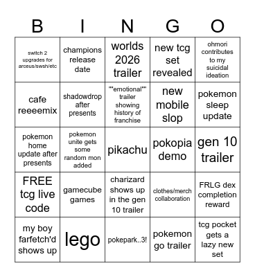 pokemon day '26 Bingo Card