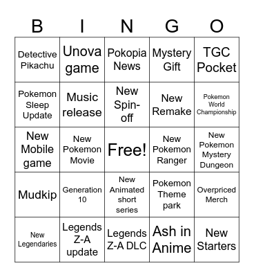 Pokemon 30th Direct Bingo Card
