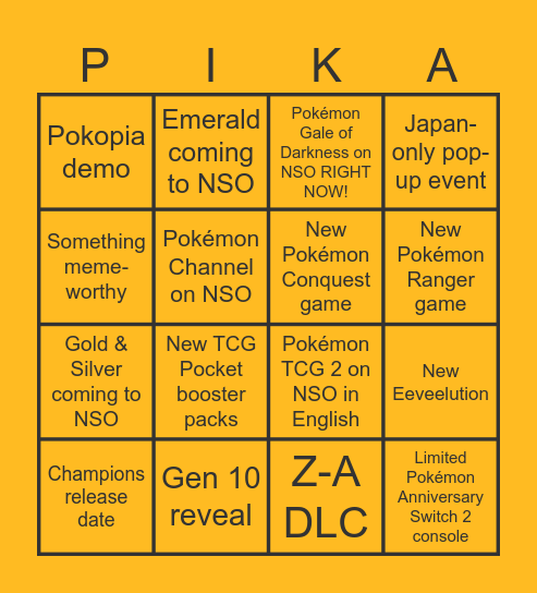 Pokémon Presents 2026! Bingo Card