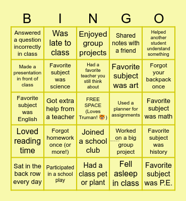 LTC 2044 Classroom Bingo Card