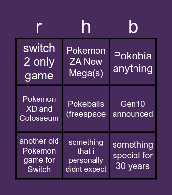 Pokemon direct for Pokemon day Bingo Card