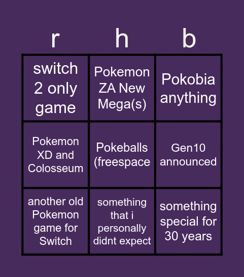 Pokemon direct for Pokemon day Bingo Card