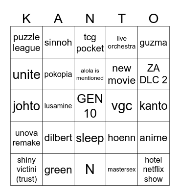 30th year of kantoslop Bingo Card