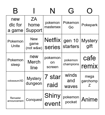 Pokemon presents 2026 Bingo Card