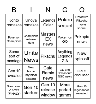 Pokemon Day Presents 2026 Bingo Card