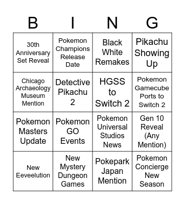 30th Anny Baby Bingo Card