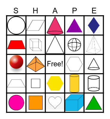 2D AND 3D SHAPES Bingo Card