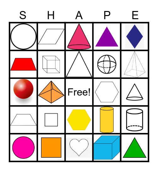 2D AND 3D SHAPES Bingo Card