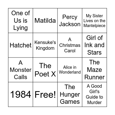 World Book Day Bingo Card