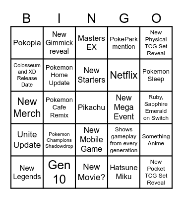 Pokemon Day 2026! Bingo Card