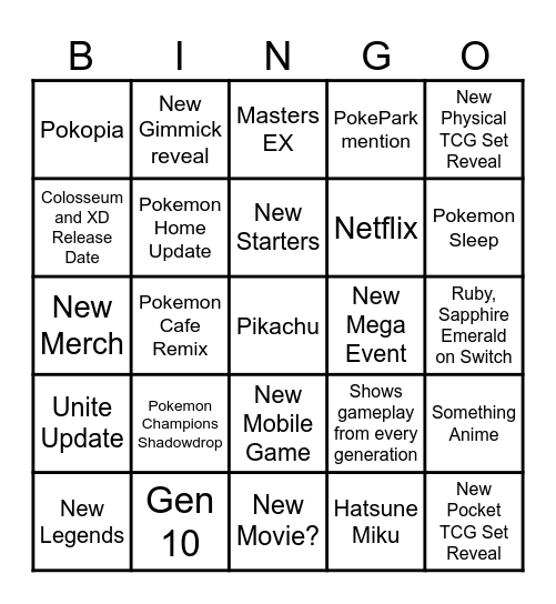 Pokemon Day 2026! Bingo Card