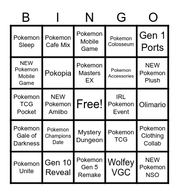 Pokemon DAY BOARD! Bingo Card