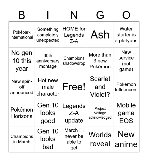 POKÉMON DAY Bingo Card
