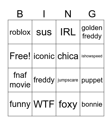FNAF memes Bingo Card