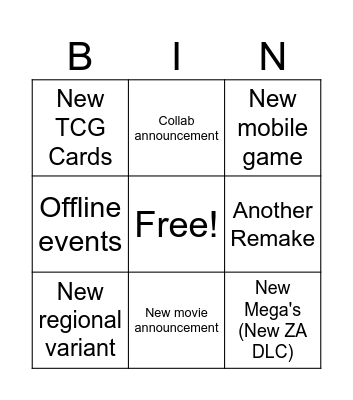 Pokemon Present Bingo Card