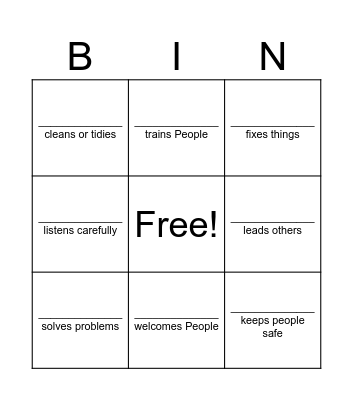 Skills Bingo Card
