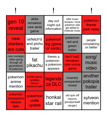 POKEMON PRESENTS 2026 Bingo Card