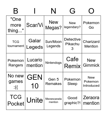 POKEMON 30TH ANNIVERSARY Bingo Card