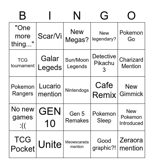 POKEMON 30TH ANNIVERSARY Bingo Card