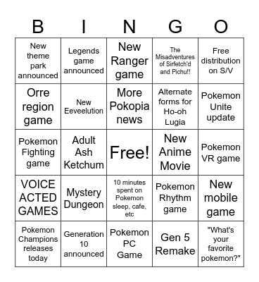 POKEMON PRESENTS PLZ Bingo Card