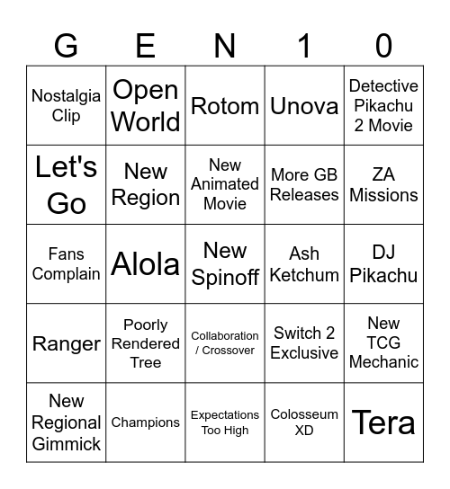 Keeper's Direct Bingo Card