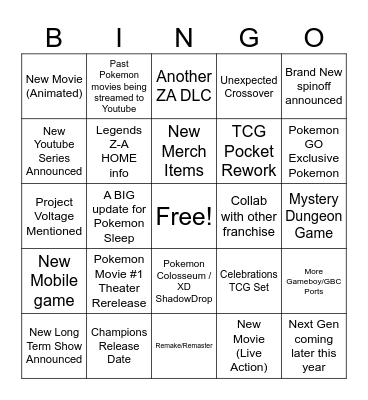 Pokémon Day 2026 Bingo Card