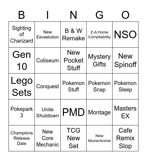Pokemon Day 2026 Bingo Card