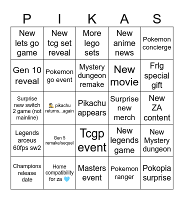 Pokemon presents 2026 Bingo Card