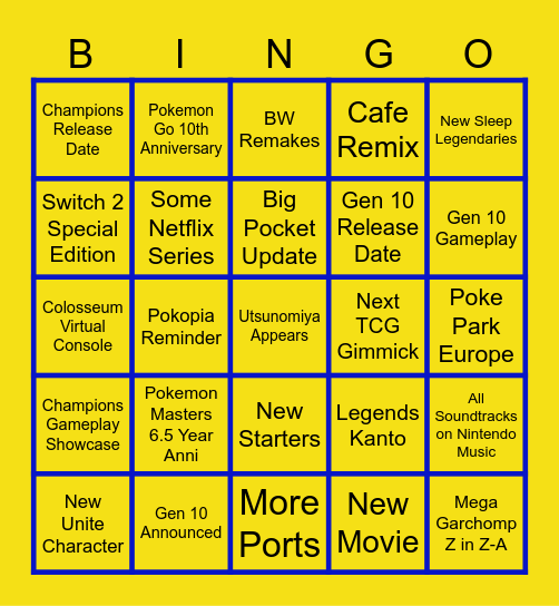 Pokemon Day 2026 Bingo Card