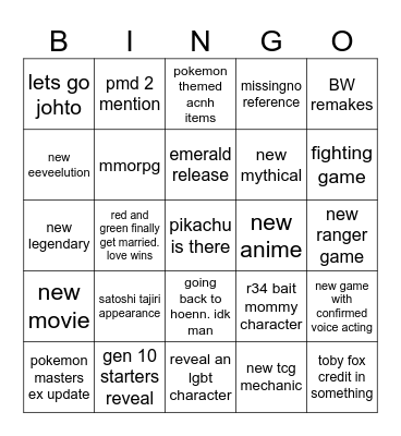 pokemon 30 anniversary presents Bingo Card