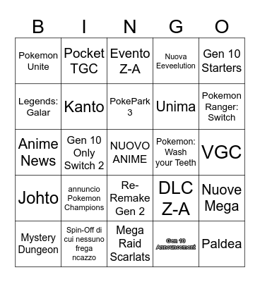 Pokemon Direct Bingo Card
