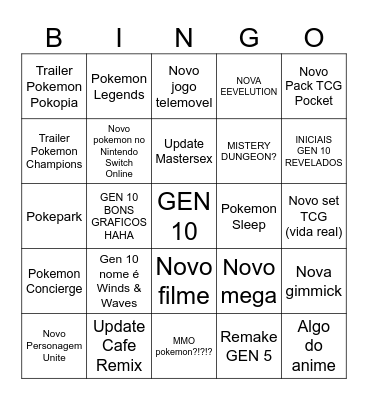 Pokemon Presents Bingo Card