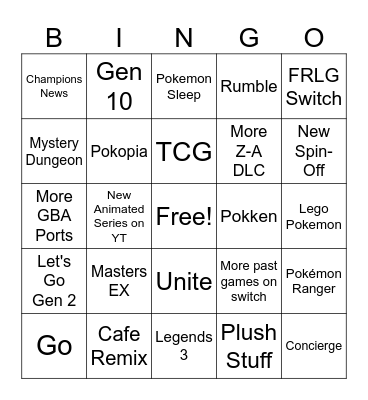 Pokemon Day Pokemon Presents Bingo Card